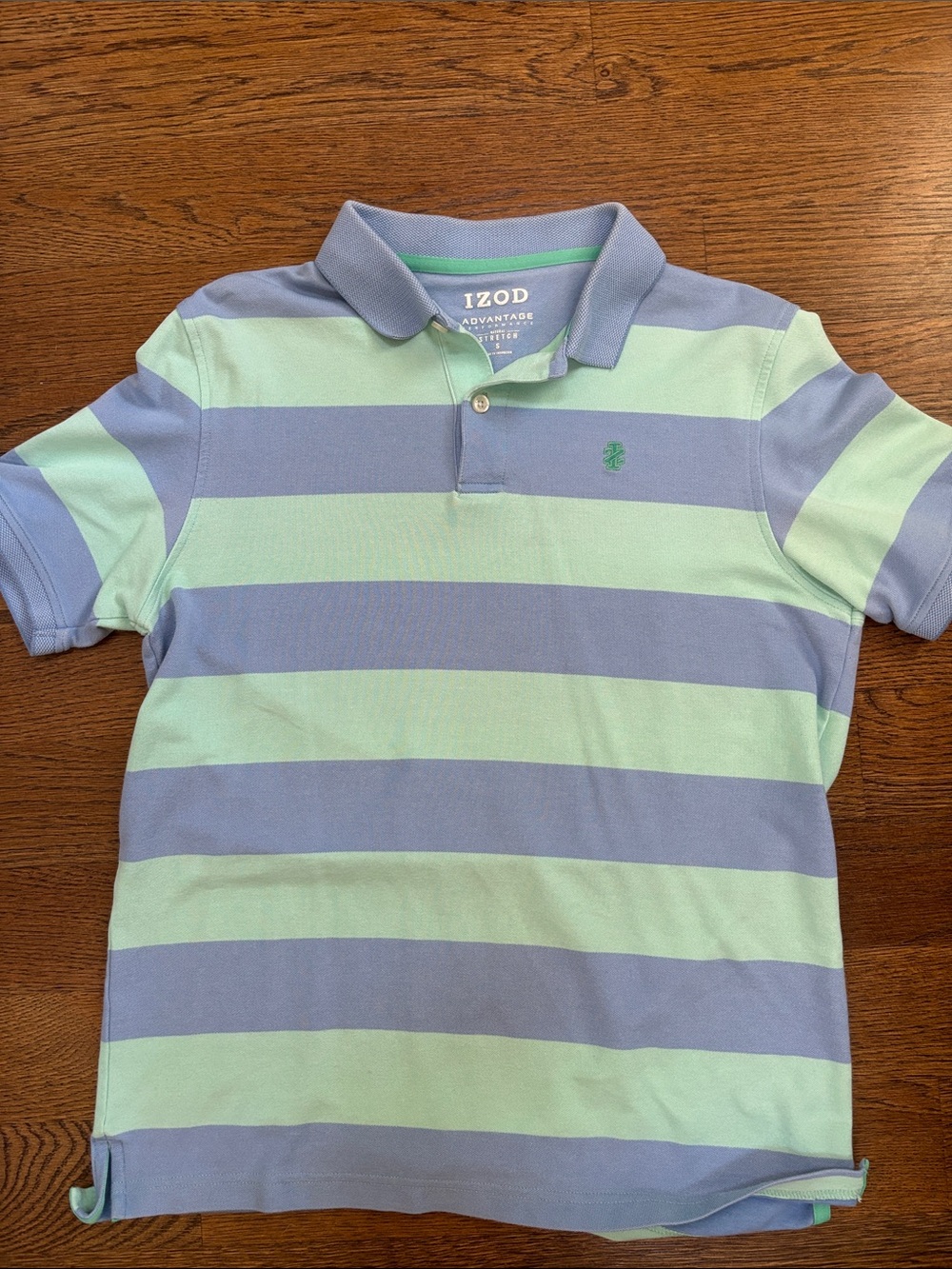 Izod Mint & Light Blue Striped Polo